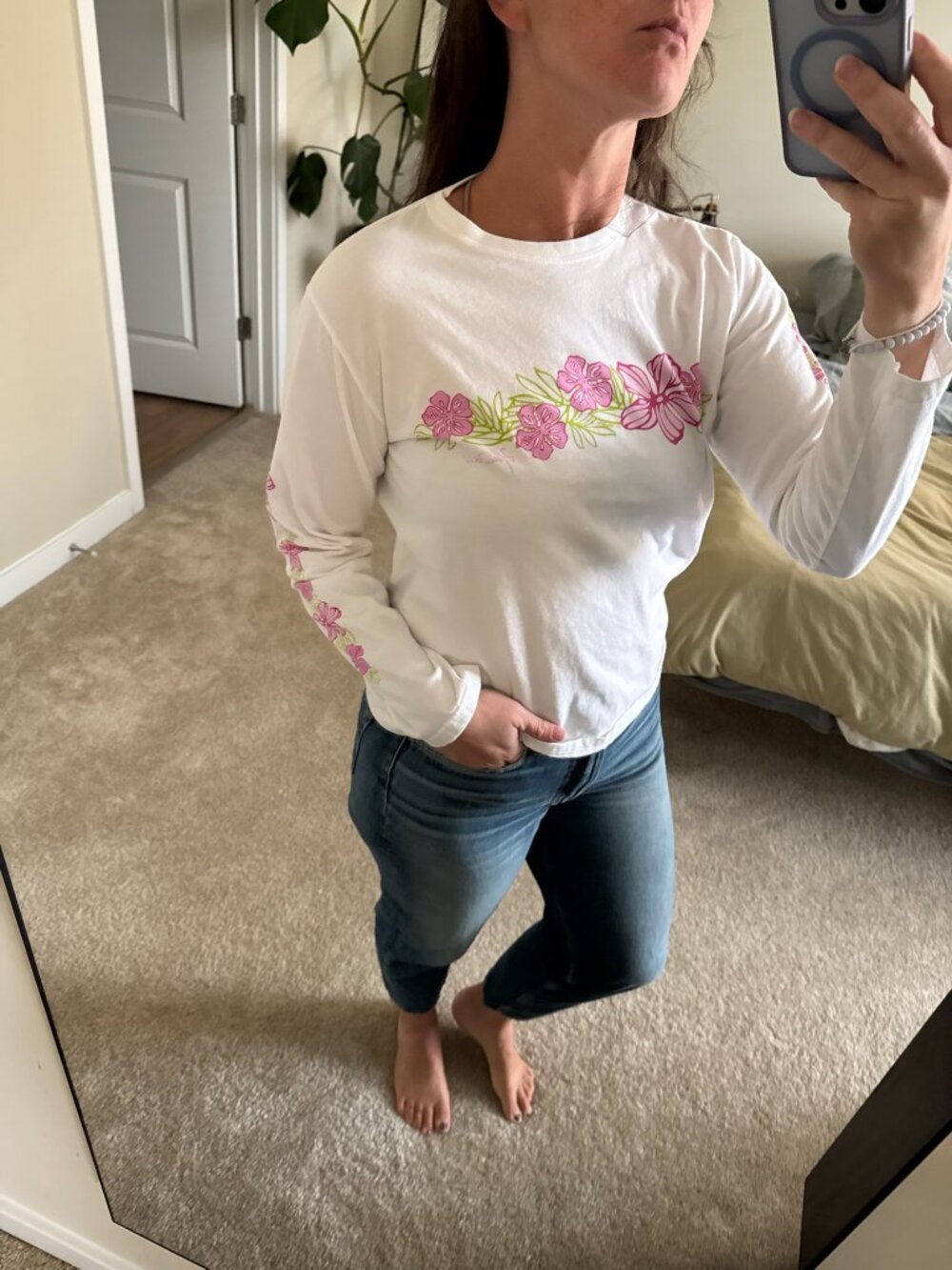Crazy Shirts Hawaii Plumeria Graphic Long Sleeve Size Medium